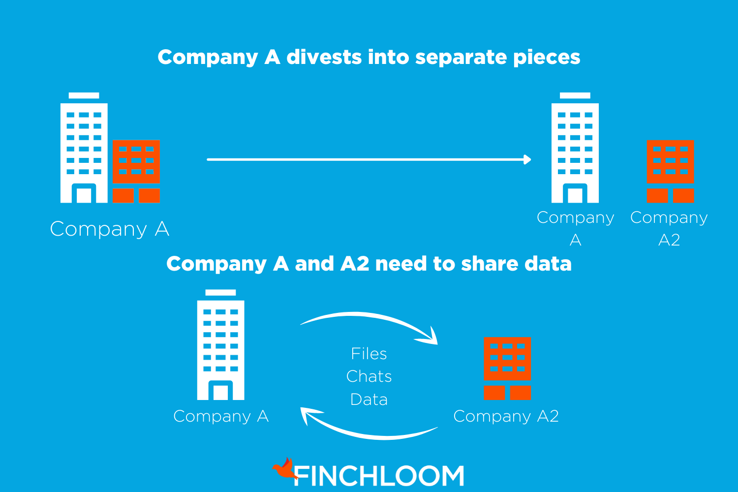 IT Divestiture for a single business splitting in 2 infographic